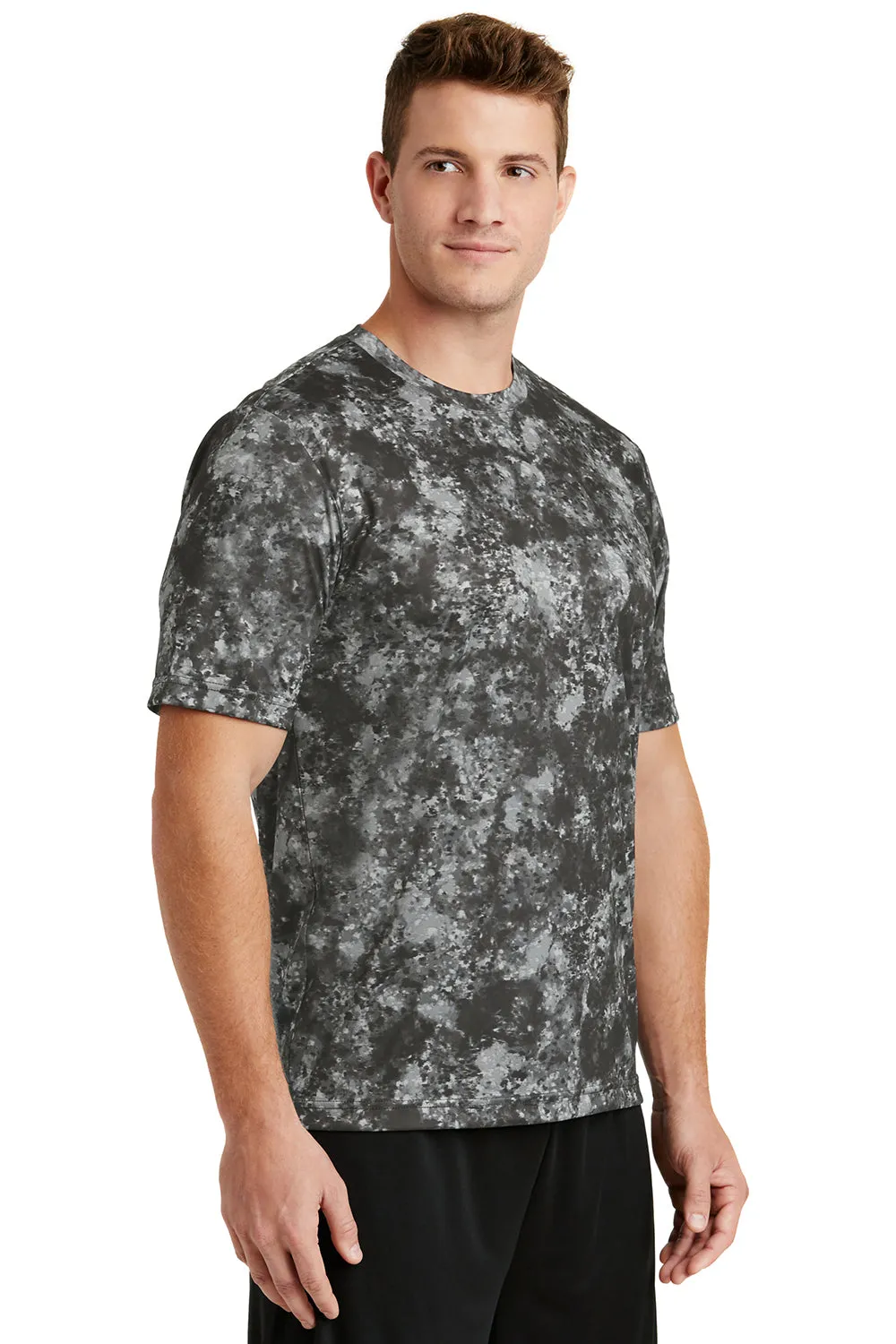 Sport-Tek Mens Mineral Freeze Moisture Wicking Short Sleeve Crewneck T-Shirt - Black - Closeout