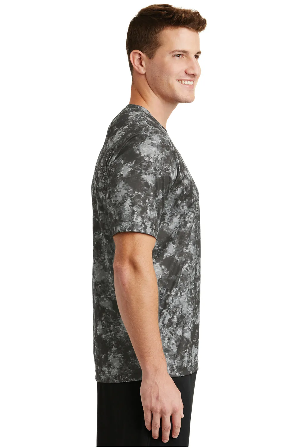 Sport-Tek Mens Mineral Freeze Moisture Wicking Short Sleeve Crewneck T-Shirt - Black - Closeout