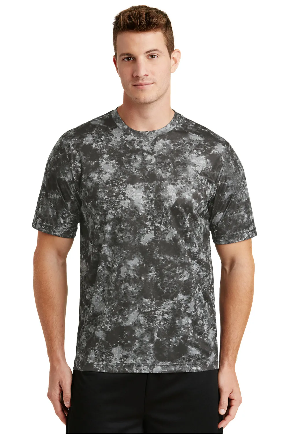Sport-Tek Mens Mineral Freeze Moisture Wicking Short Sleeve Crewneck T-Shirt - Black - Closeout