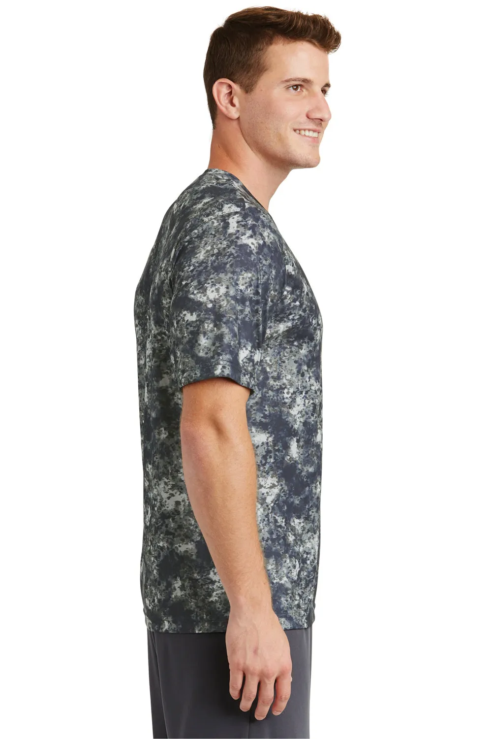 Sport-Tek Mens Mineral Freeze Moisture Wicking Short Sleeve Crewneck T-Shirt - True Navy Blue - Closeout