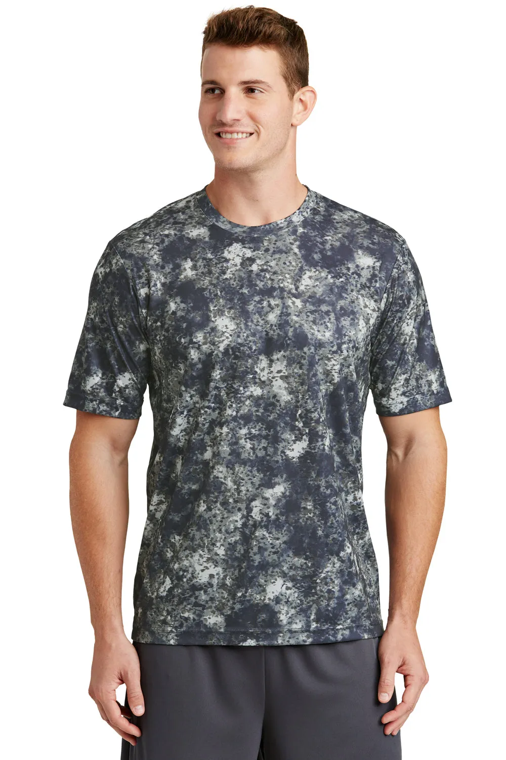 Sport-Tek Mens Mineral Freeze Moisture Wicking Short Sleeve Crewneck T-Shirt - True Navy Blue - Closeout