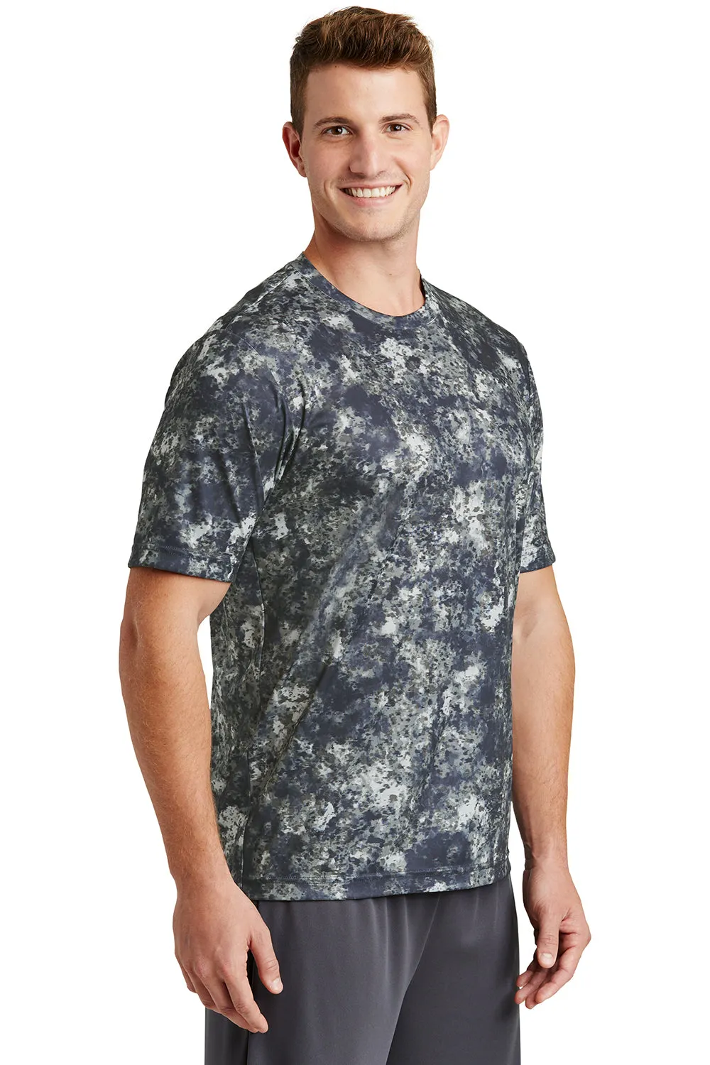 Sport-Tek Mens Mineral Freeze Moisture Wicking Short Sleeve Crewneck T-Shirt - True Navy Blue - Closeout