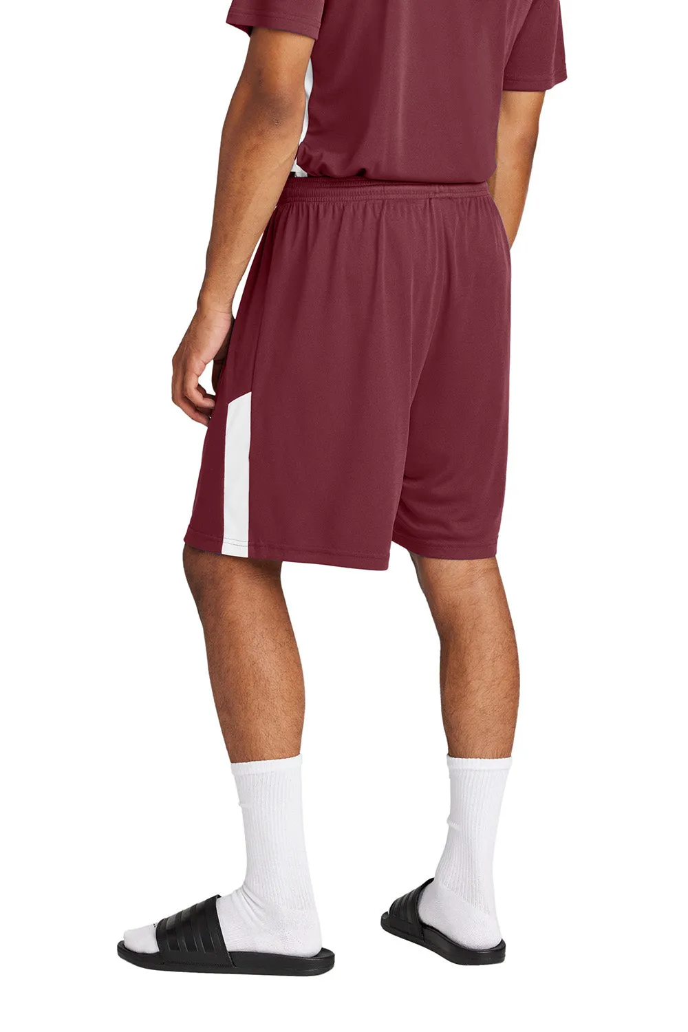 Sport-Tek Mens Moisture Wicking Competitor United Athletic Shorts - Maroon/White