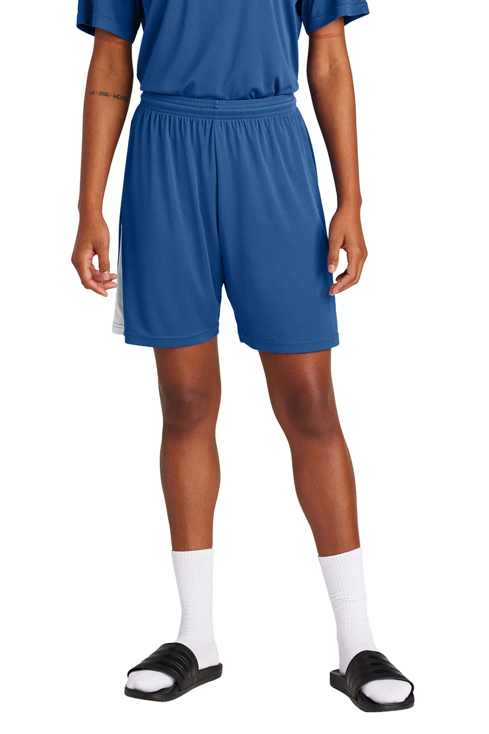 Sport-Tek Mens Moisture Wicking Competitor United Athletic Shorts - Royal Blue/White - Closeout