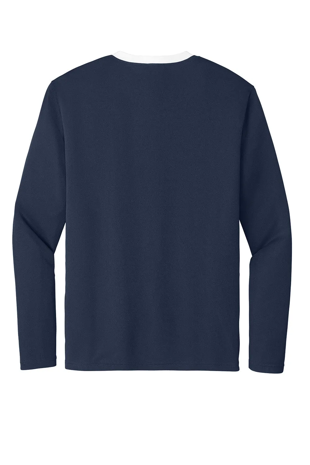 Sport-Tek Mens Moisture Wicking Competitor United Long Sleeve Crewneck T-Shirt - True Navy Blue/White