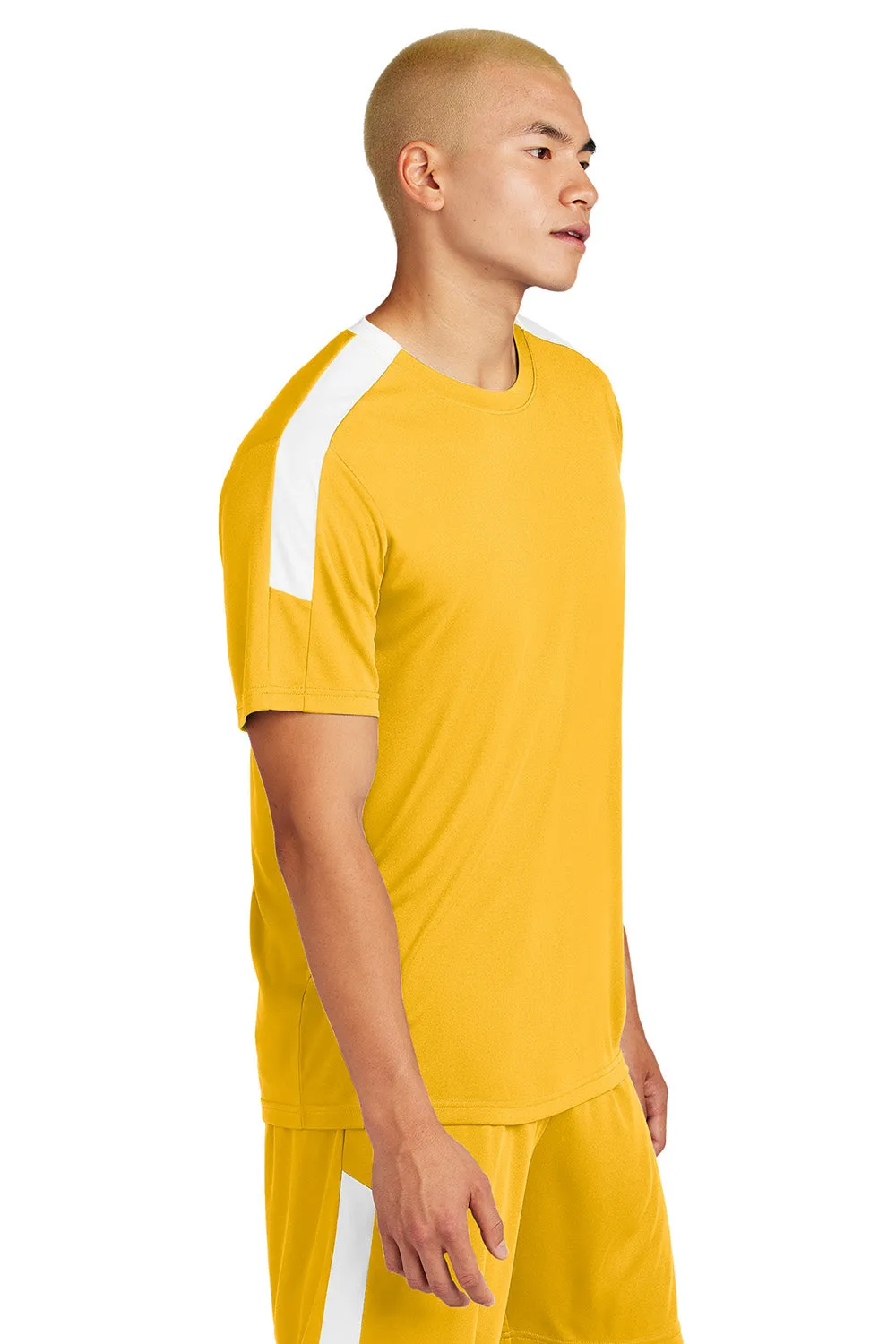 Sport-Tek Mens Moisture Wicking Competitor United Short Sleeve Crewneck T-Shirt - Gold/White