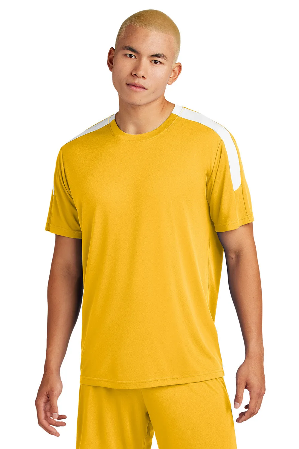 Sport-Tek Mens Moisture Wicking Competitor United Short Sleeve Crewneck T-Shirt - Gold/White