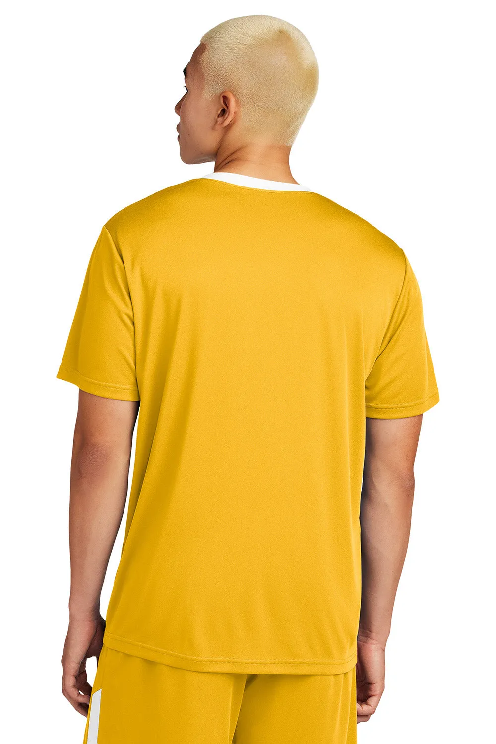 Sport-Tek Mens Moisture Wicking Competitor United Short Sleeve Crewneck T-Shirt - Gold/White
