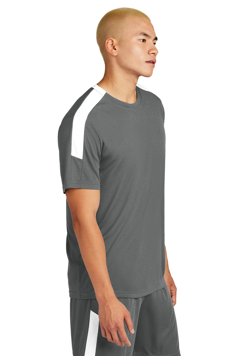 Sport-Tek Mens Moisture Wicking Competitor United Short Sleeve Crewneck T-Shirt - Iron Grey/White