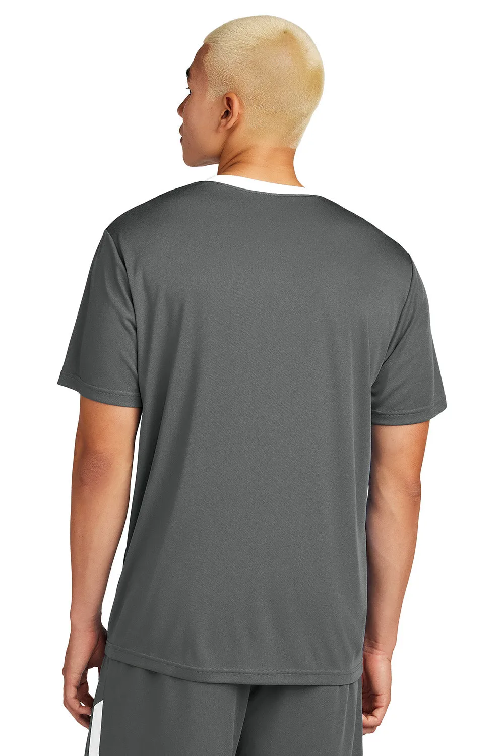 Sport-Tek Mens Moisture Wicking Competitor United Short Sleeve Crewneck T-Shirt - Iron Grey/White