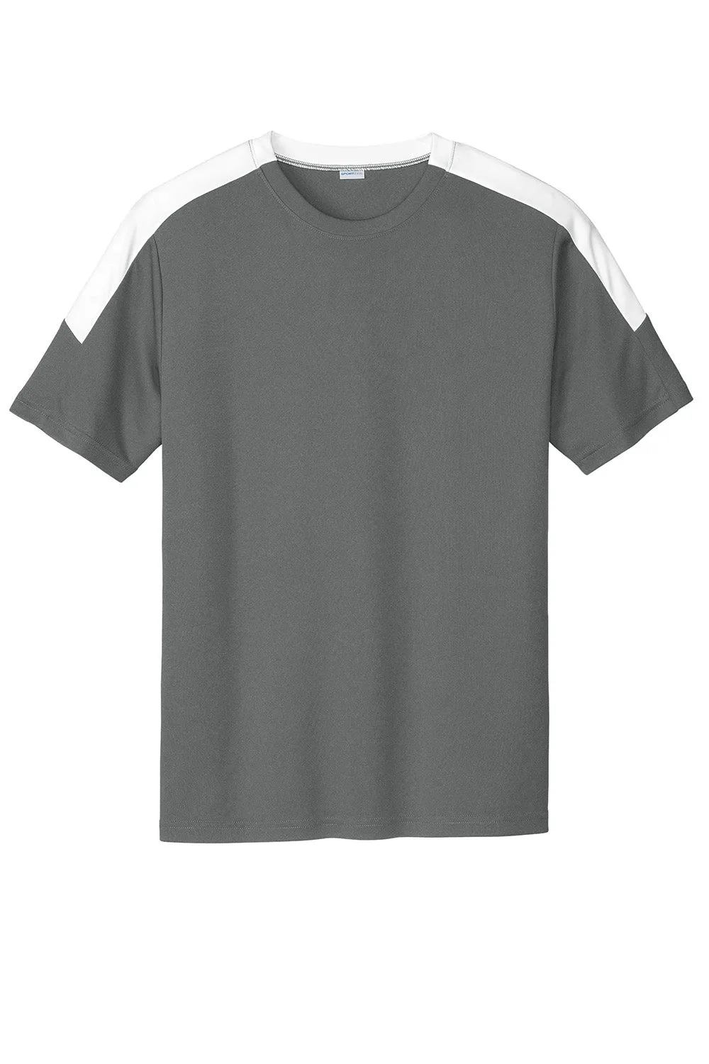Sport-Tek Mens Moisture Wicking Competitor United Short Sleeve Crewneck T-Shirt - Iron Grey/White