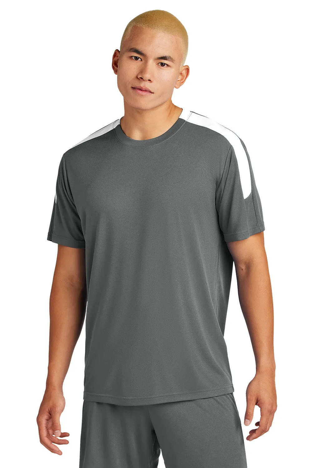 Sport-Tek Mens Moisture Wicking Competitor United Short Sleeve Crewneck T-Shirt - Iron Grey/White