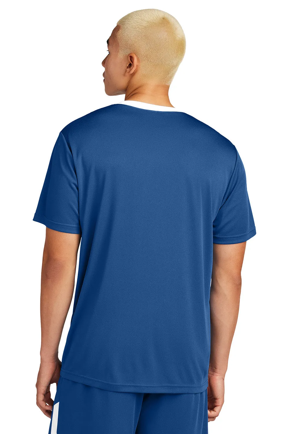 Sport-Tek Mens Moisture Wicking Competitor United Short Sleeve Crewneck T-Shirt - Royal Blue/White - Closeout