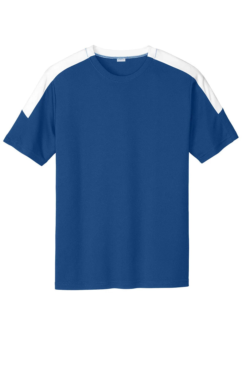 Sport-Tek Mens Moisture Wicking Competitor United Short Sleeve Crewneck T-Shirt - Royal Blue/White - Closeout