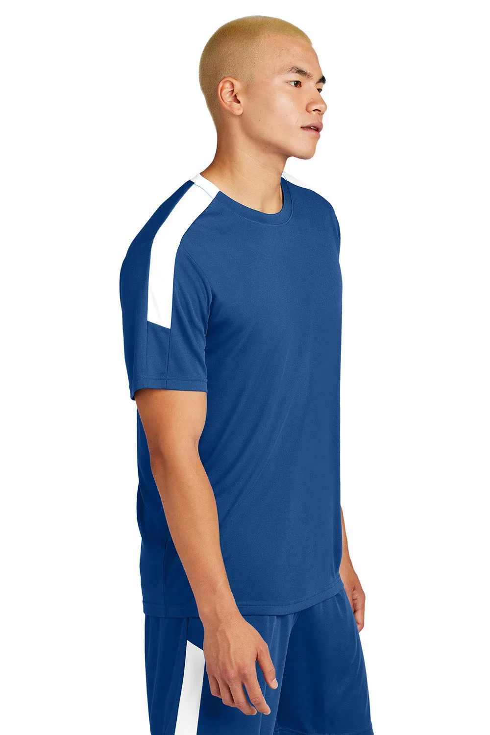 Sport-Tek Mens Moisture Wicking Competitor United Short Sleeve Crewneck T-Shirt - Royal Blue/White - Closeout