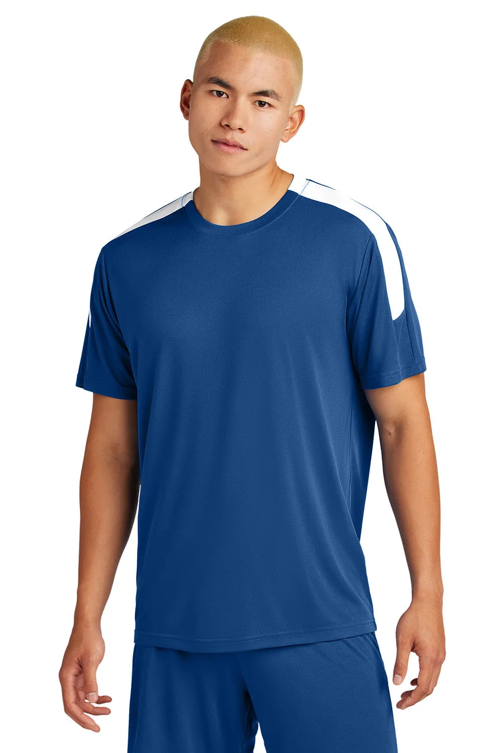 Sport-Tek Mens Moisture Wicking Competitor United Short Sleeve Crewneck T-Shirt - Royal Blue/White - Closeout