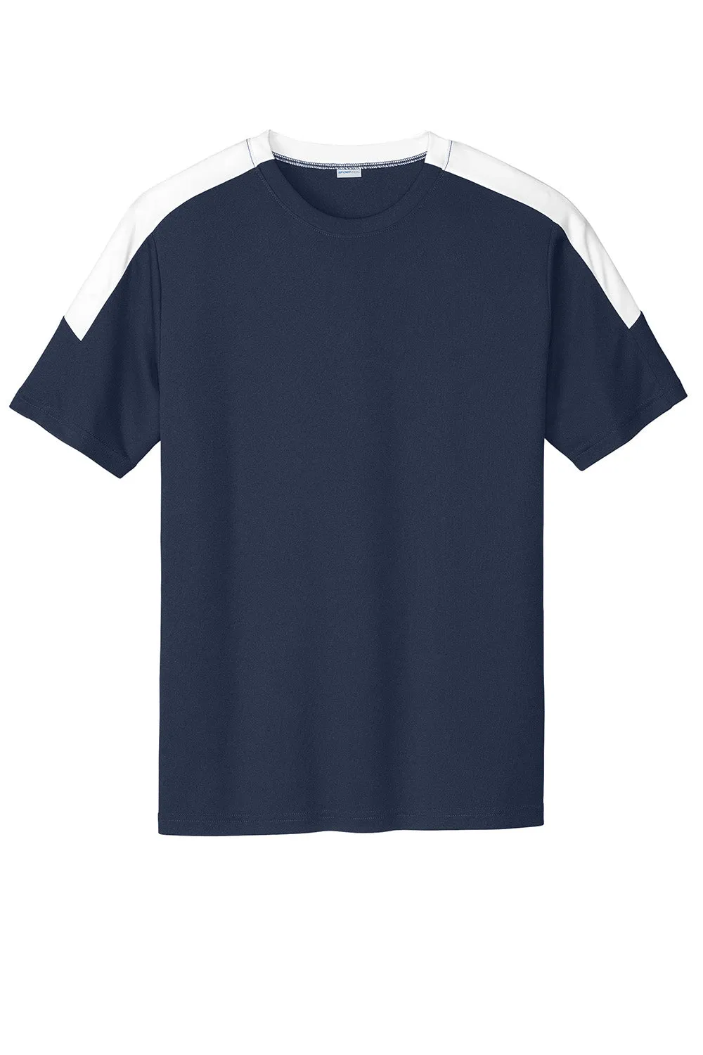 Sport-Tek Mens Moisture Wicking Competitor United Short Sleeve Crewneck T-Shirt - True Navy Blue/White