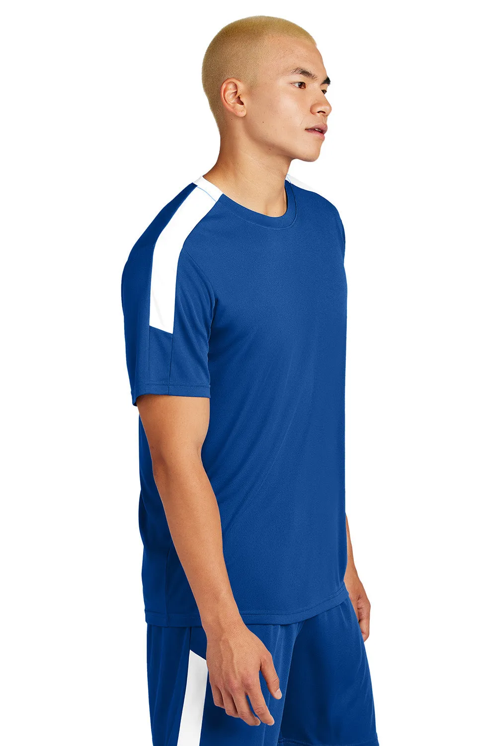 Sport-Tek Mens Moisture Wicking Competitor United Short Sleeve Crewneck T-Shirt - True Royal Blue/White