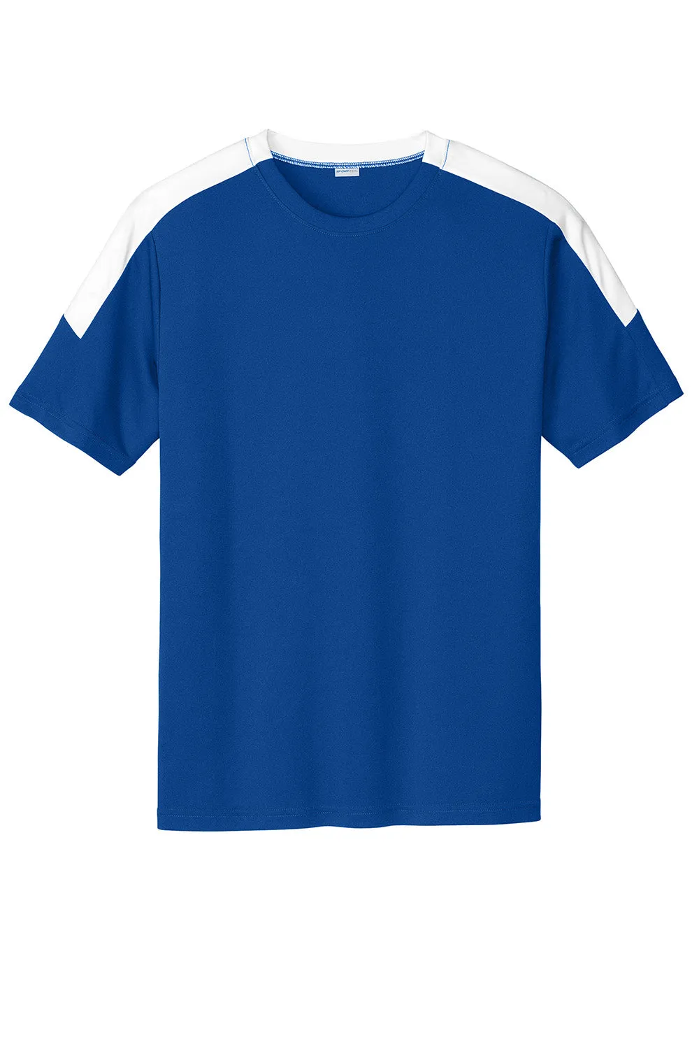 Sport-Tek Mens Moisture Wicking Competitor United Short Sleeve Crewneck T-Shirt - True Royal Blue/White
