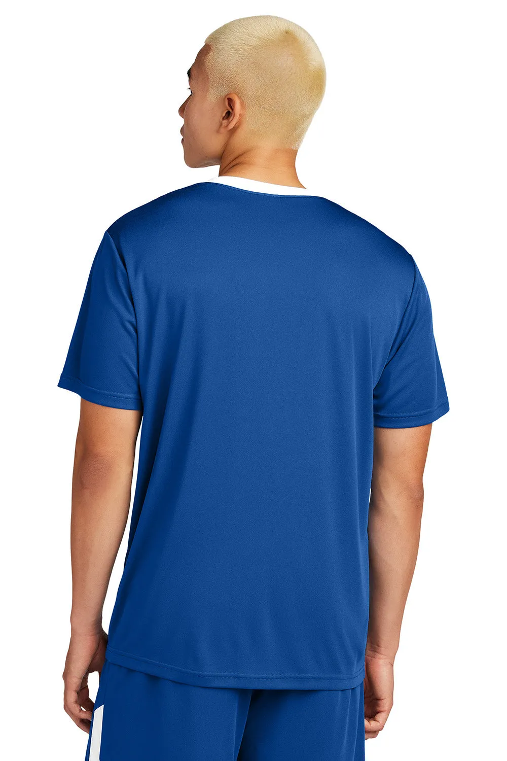 Sport-Tek Mens Moisture Wicking Competitor United Short Sleeve Crewneck T-Shirt - True Royal Blue/White