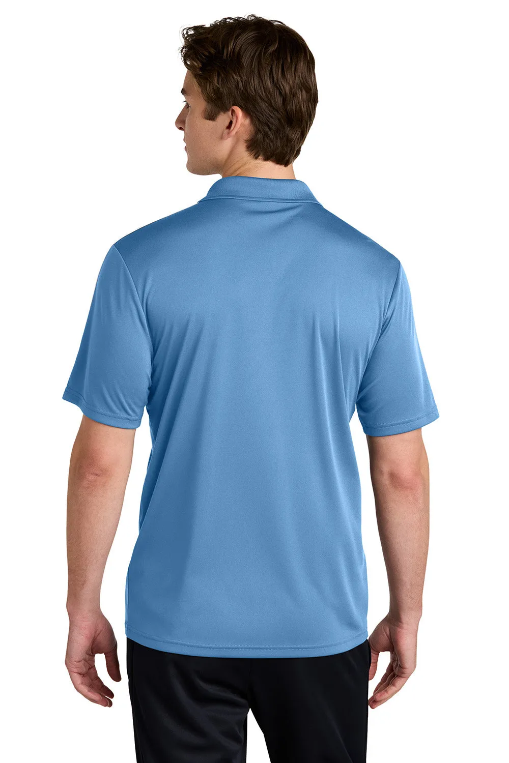 Sport-Tek Mens Moisture Wicking Competitor United Short Sleeve Polo Shirt - Carolina Blue/White