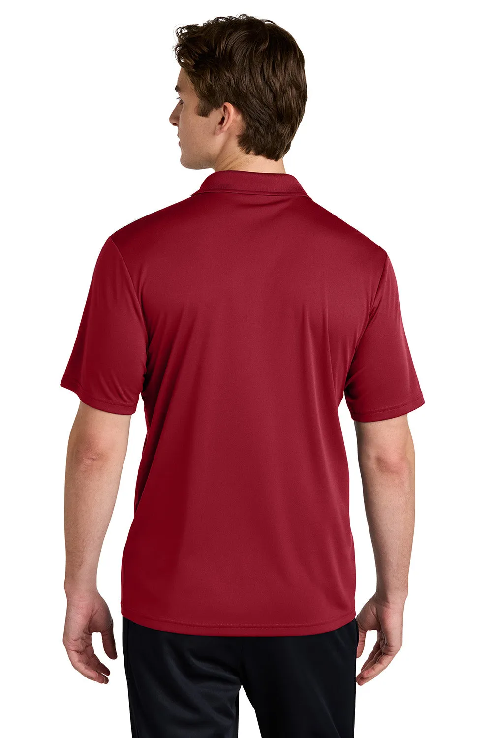 Sport-Tek Mens Moisture Wicking Competitor United Short Sleeve Polo Shirt - Deep Red/White