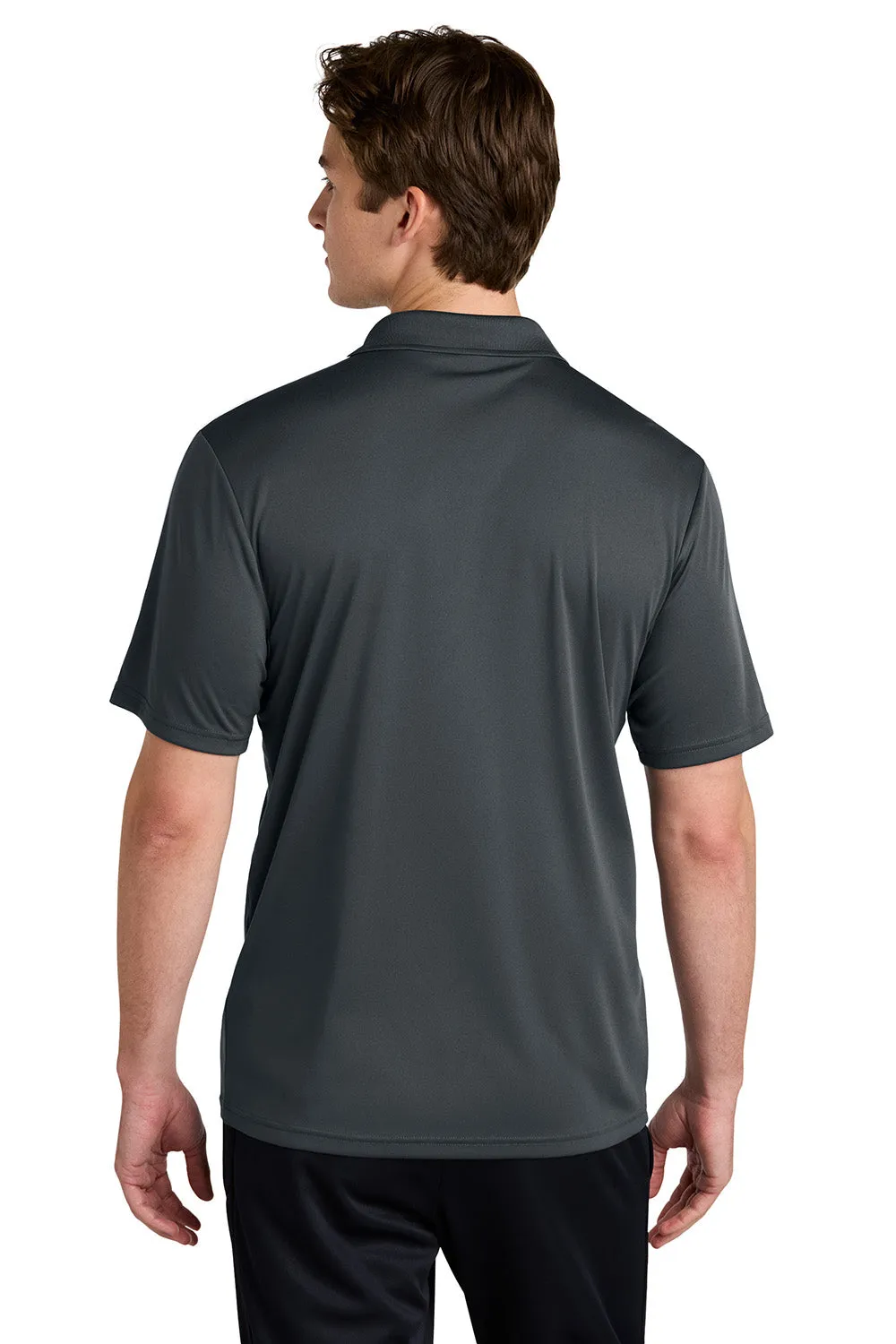 Sport-Tek Mens Moisture Wicking Competitor United Short Sleeve Polo Shirt - Iron Grey/White