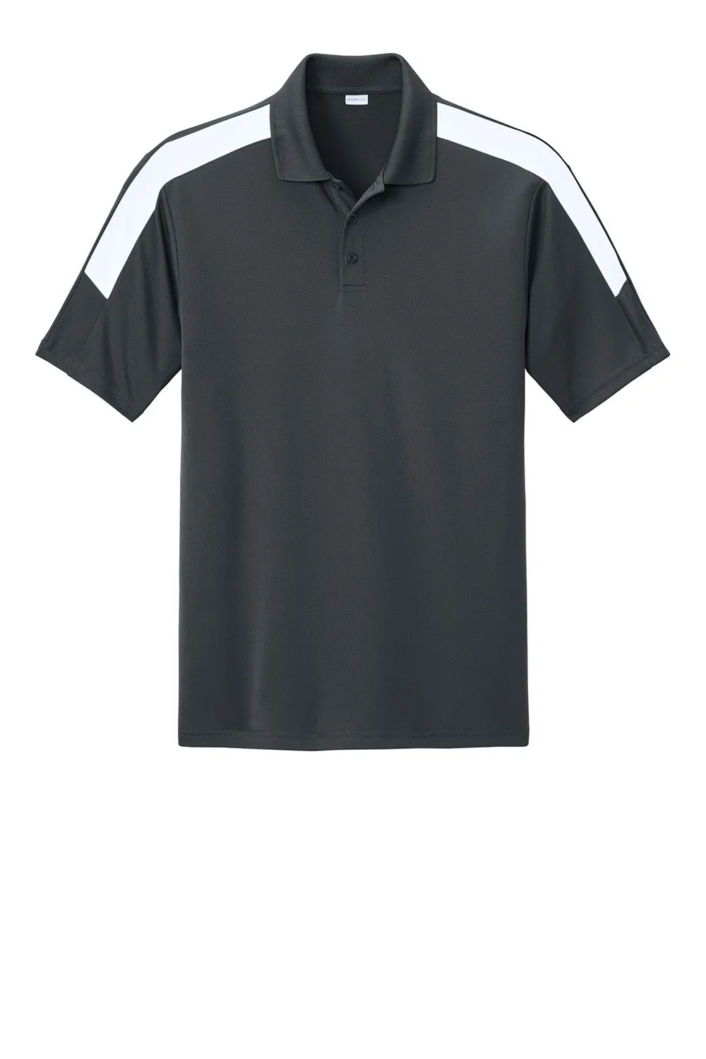 Sport-Tek Mens Moisture Wicking Competitor United Short Sleeve Polo Shirt - Iron Grey/White