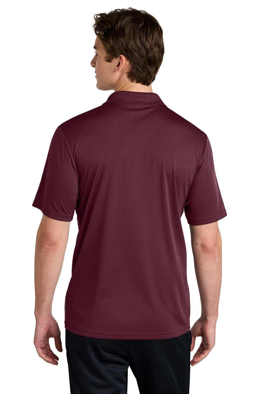 Sport-Tek Mens Moisture Wicking Competitor United Short Sleeve Polo Shirt - Maroon/White
