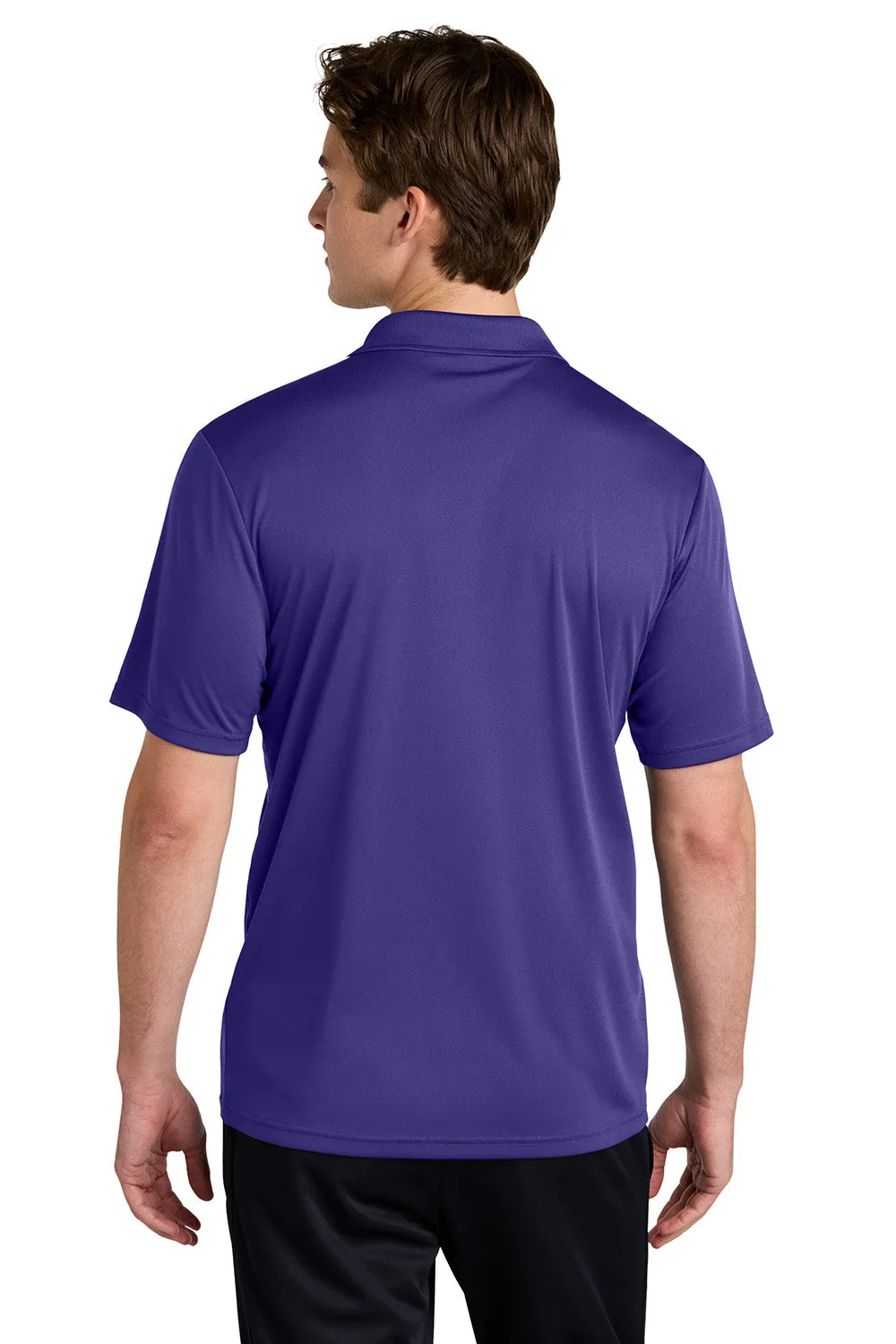 Sport-Tek Mens Moisture Wicking Competitor United Short Sleeve Polo Shirt - Purple/White