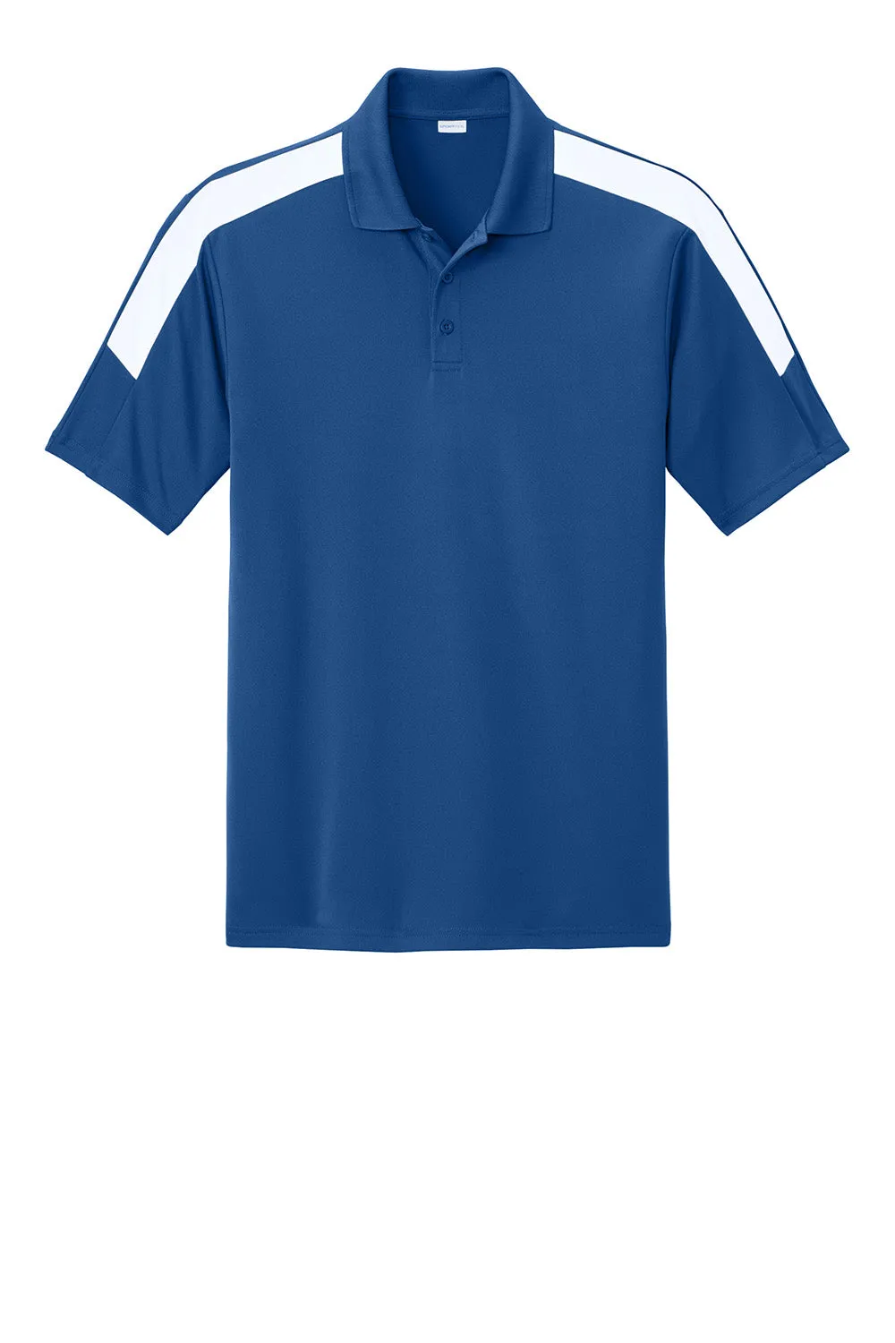 Sport-Tek Mens Moisture Wicking Competitor United Short Sleeve Polo Shirt - Royal Blue/White - Closeout