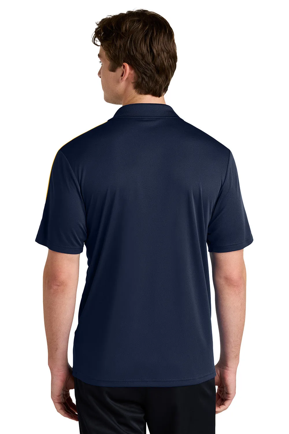 Sport-Tek Mens Moisture Wicking Competitor United Short Sleeve Polo Shirt - True Navy Blue/Gold