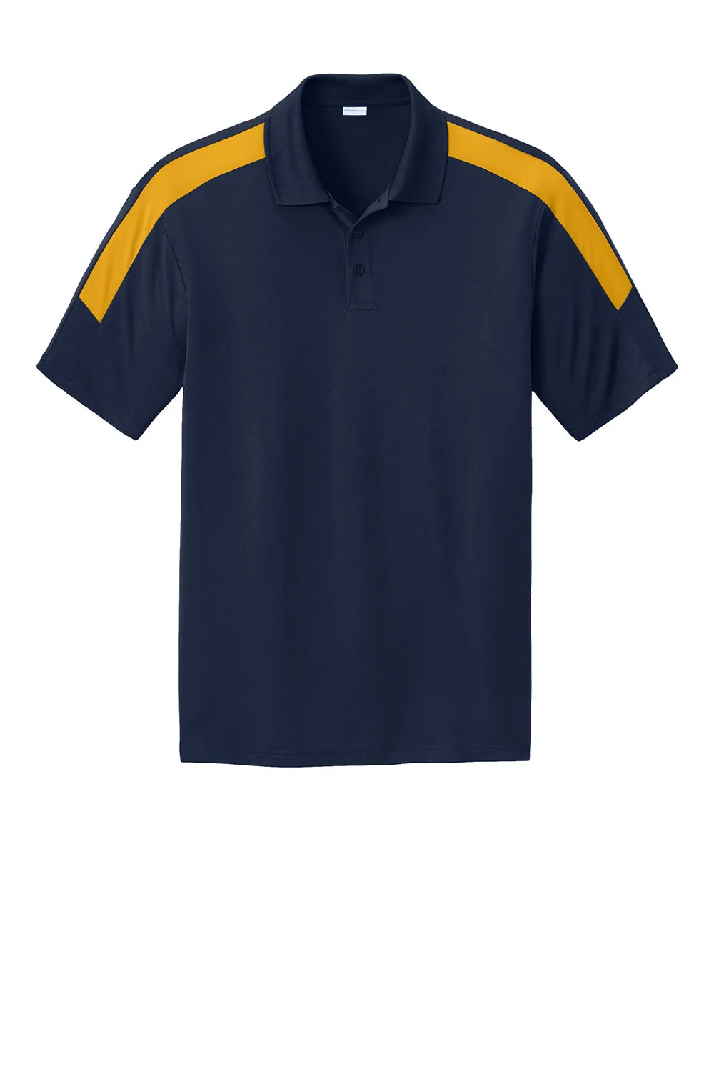 Sport-Tek Mens Moisture Wicking Competitor United Short Sleeve Polo Shirt - True Navy Blue/Gold