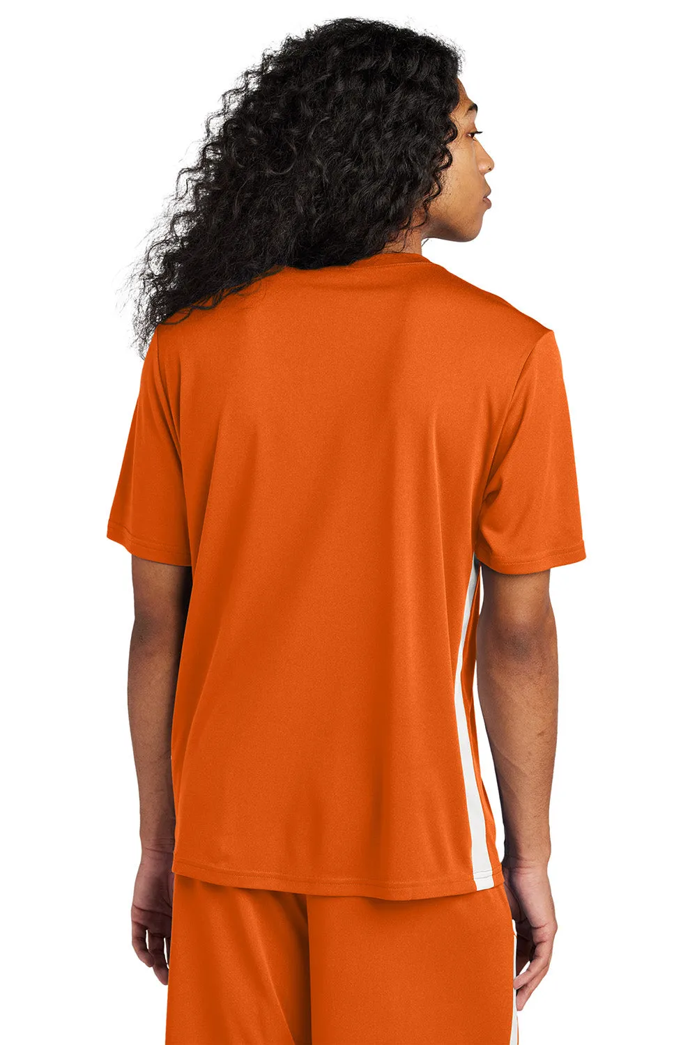 Sport-Tek Mens Moisture Wicking Competitor United Short Sleeve V-Neck T-Shirt - Deep Orange/White