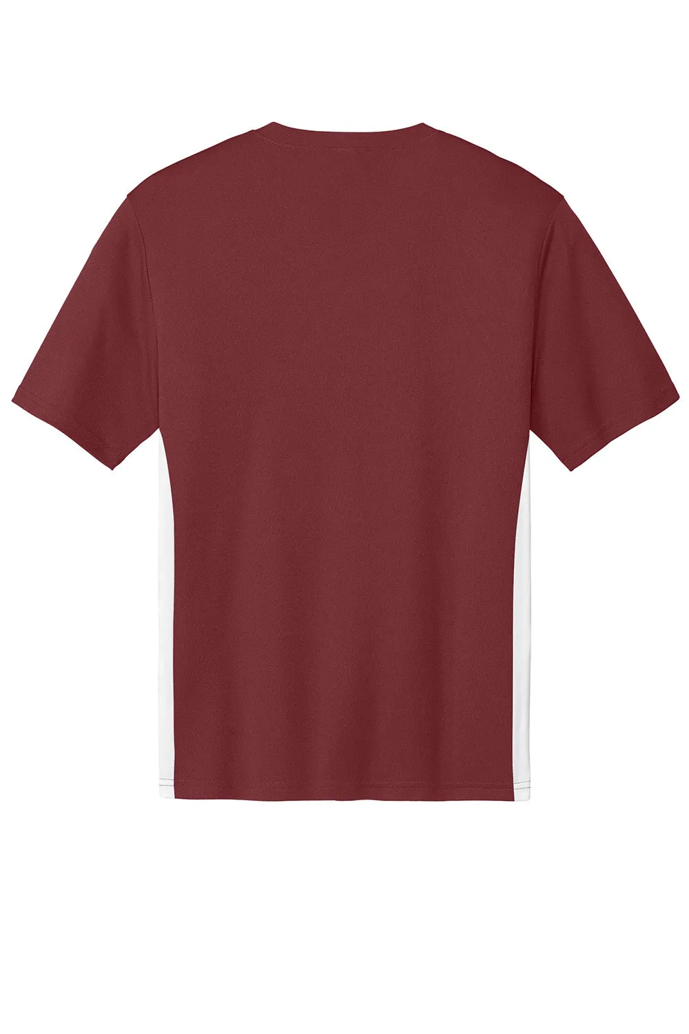 Sport-Tek Mens Moisture Wicking Competitor United Short Sleeve V-Neck T-Shirt - Maroon/White
