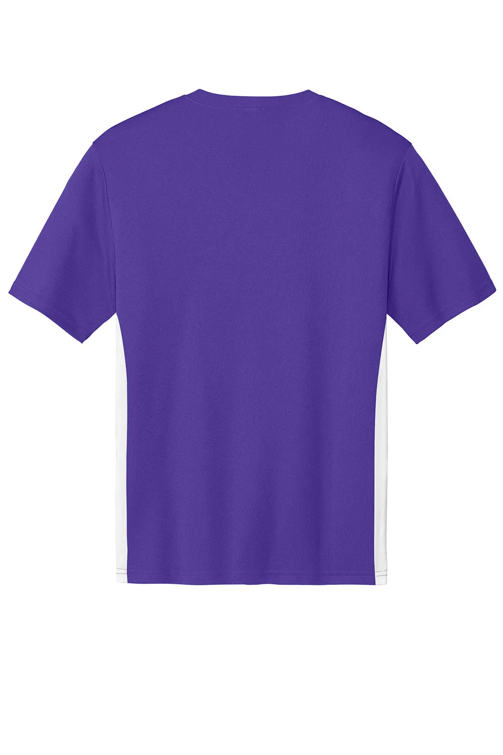 Sport-Tek Mens Moisture Wicking Competitor United Short Sleeve V-Neck T-Shirt - Purple/White
