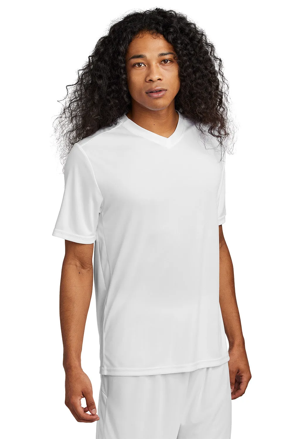 Sport-Tek Mens Moisture Wicking Competitor United Short Sleeve V-Neck T-Shirt - White