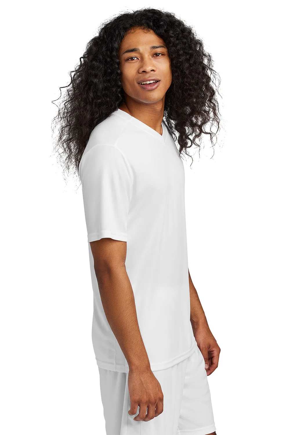 Sport-Tek Mens Moisture Wicking Competitor United Short Sleeve V-Neck T-Shirt - White