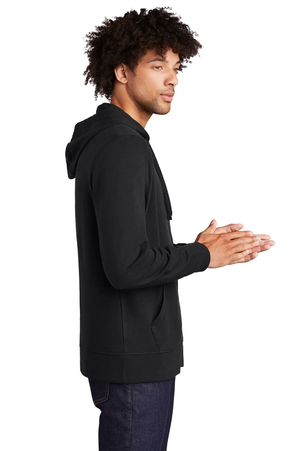 Sport-Tek Mens Moisture Wicking Fleece Full Zip Hooded Sweatshirt Hoodie w/ Pockets - Black