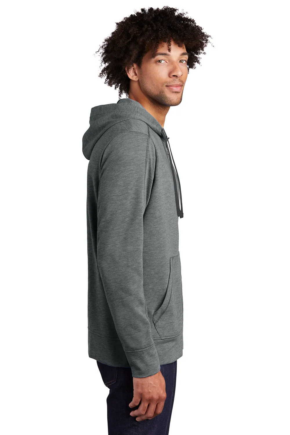 Sport-Tek Mens Moisture Wicking Fleece Full Zip Hooded Sweatshirt Hoodie w/ Pockets - Heather Dark Grey