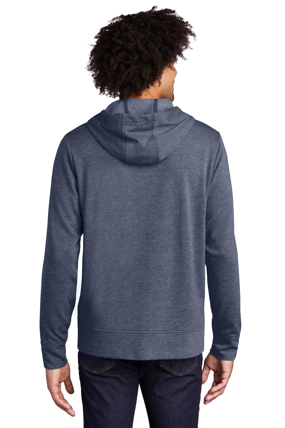 Sport-Tek Mens Moisture Wicking Fleece Full Zip Hooded Sweatshirt Hoodie w/ Pockets - Heather True Navy Blue