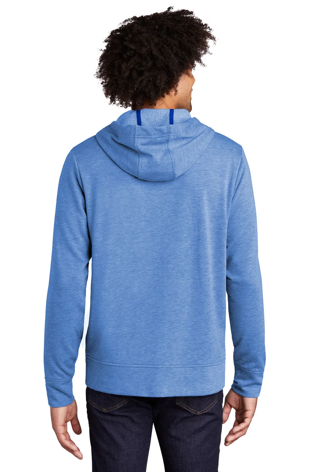 Sport-Tek Mens Moisture Wicking Fleece Full Zip Hooded Sweatshirt Hoodie w/ Pockets - Heather True Royal Blue