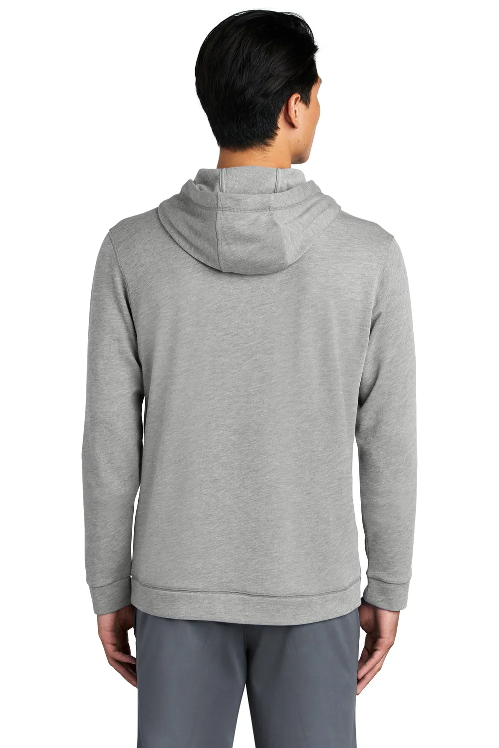 Sport-Tek Mens Moisture Wicking Fleece Hooded Sweatshirt Hoodie w/ Pouch Pocket - Heather Light Grey