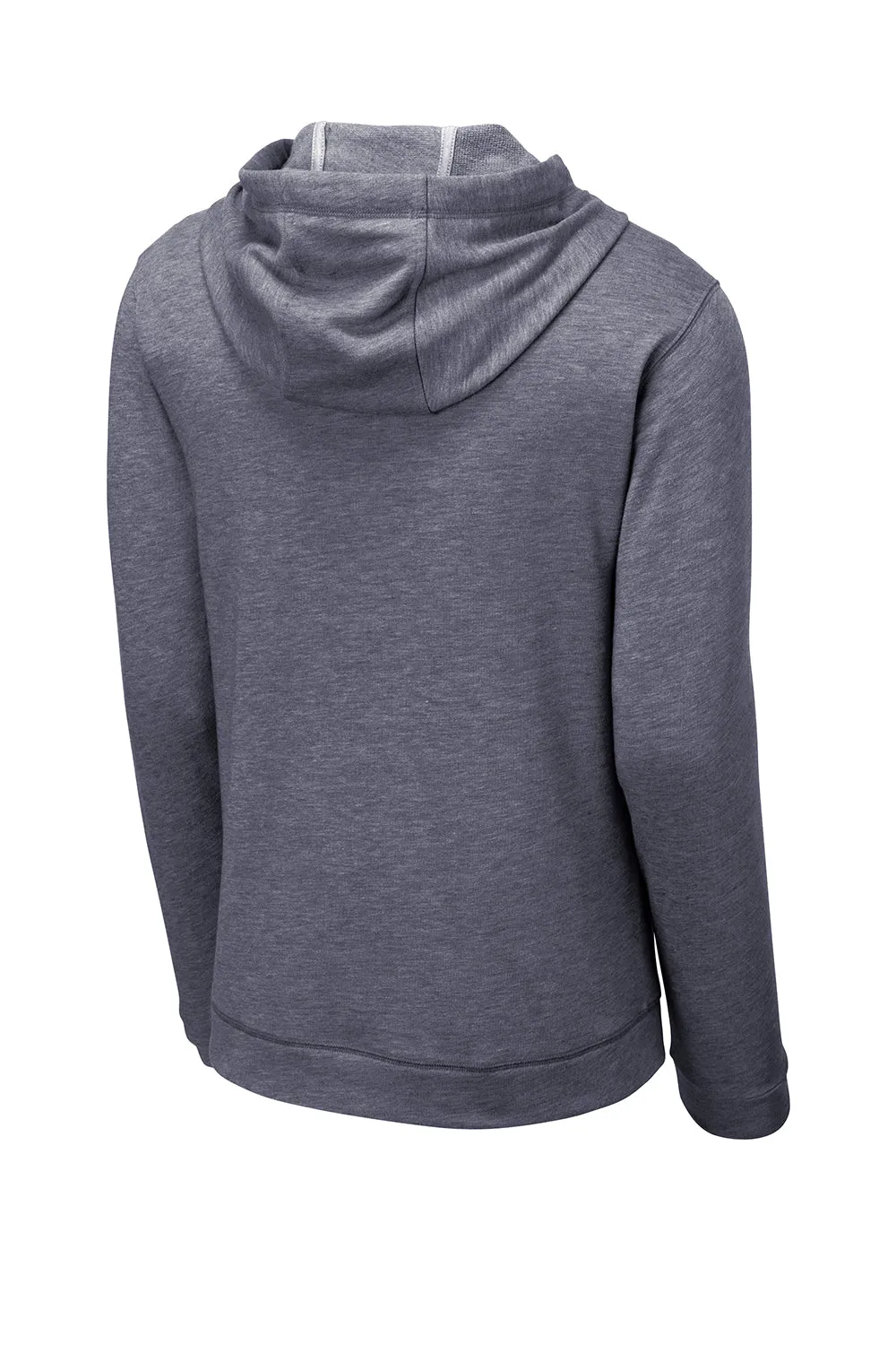 Sport-Tek Mens Moisture Wicking Fleece Hooded Sweatshirt Hoodie w/ Pouch Pocket - Heather True Navy Blue - Closeout