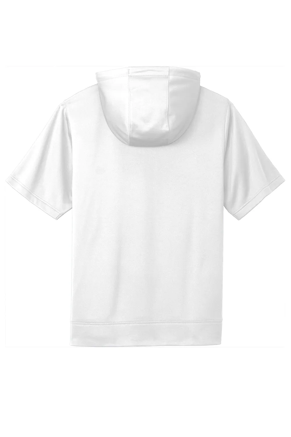 Sport-Tek Mens Moisture Wicking Fleece Short Sleeve Hooded Sweatshirt Hoodie w/ Pouch Pocket - White