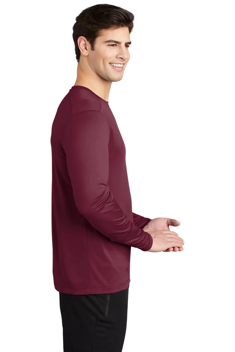 Sport-Tek Mens Moisture Wicking Long Sleeve Crewneck T-Shirt - Cardinal Red