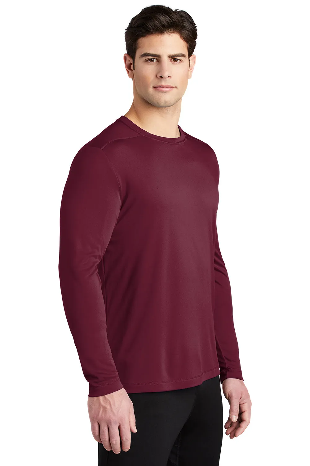 Sport-Tek Mens Moisture Wicking Long Sleeve Crewneck T-Shirt - Cardinal Red