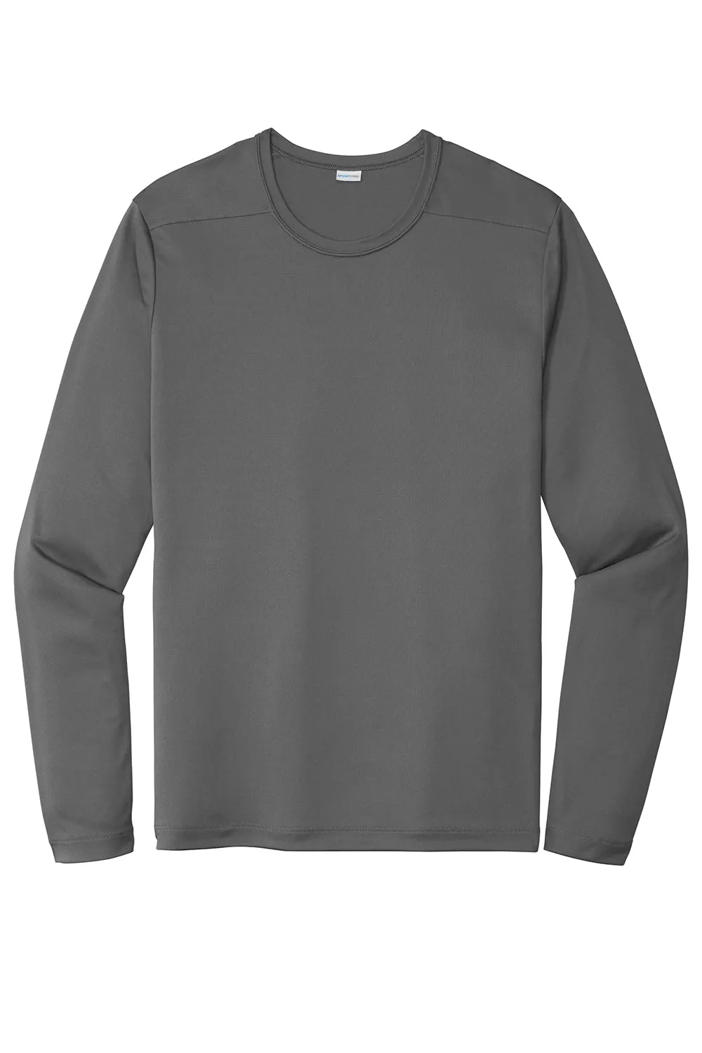 Sport-Tek Mens Moisture Wicking Long Sleeve Crewneck T-Shirt - Dark Smoke Grey