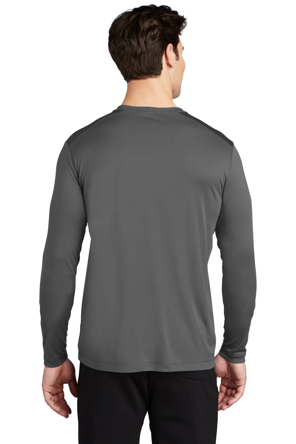 Sport-Tek Mens Moisture Wicking Long Sleeve Crewneck T-Shirt - Dark Smoke Grey