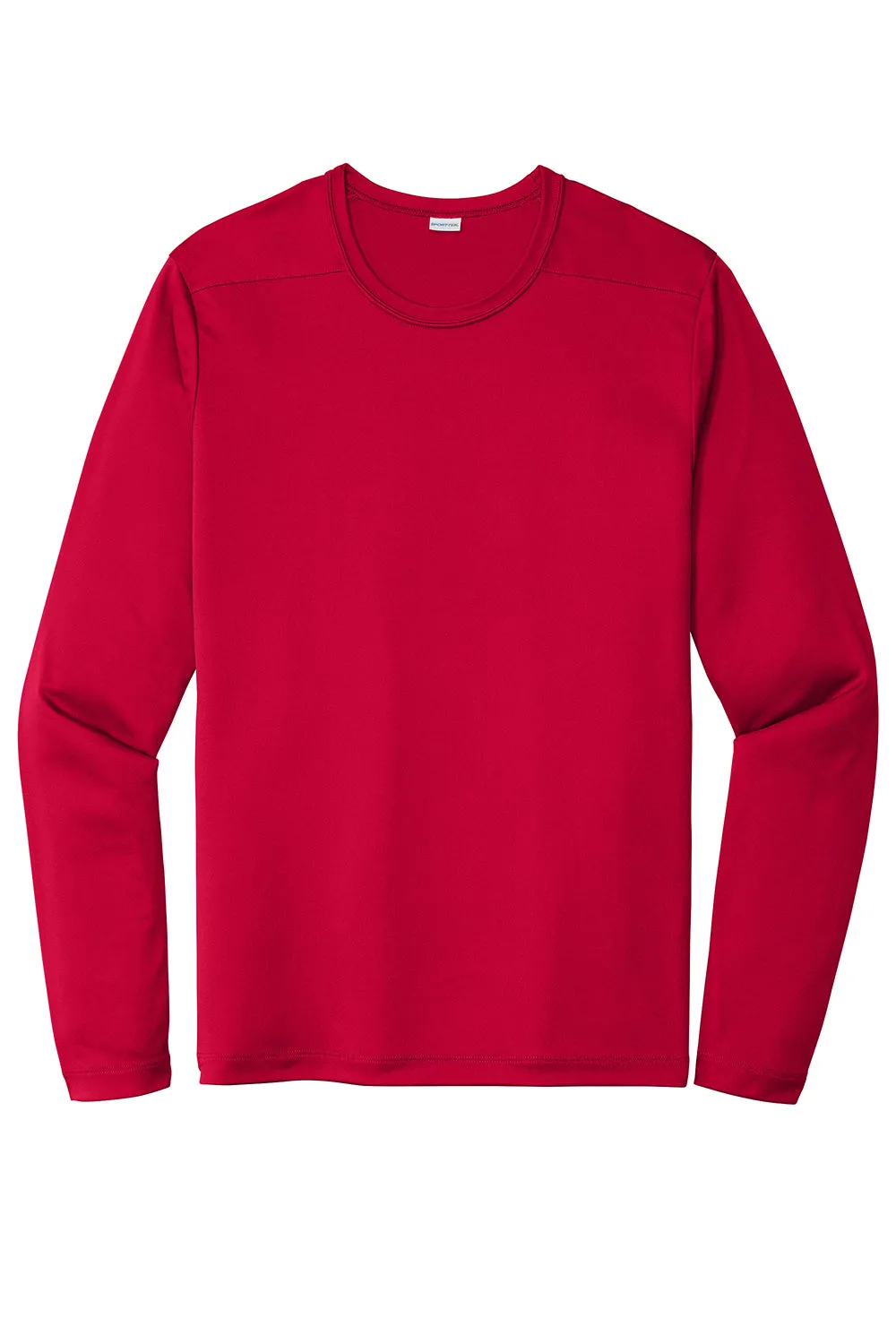Sport-Tek Mens Moisture Wicking Long Sleeve Crewneck T-Shirt - Deep Red